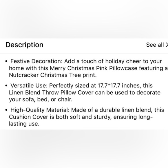 Set of 2 Christmas pillow covers pink Christmas linen blend NEW HOLIDAY DECOR - Picture 9 of 9